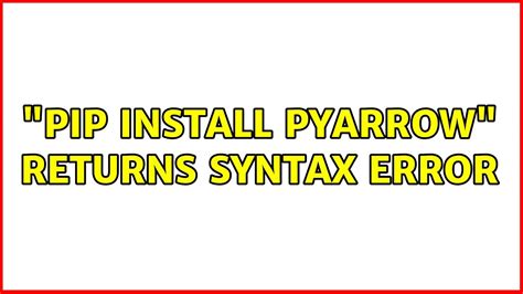 Select All Games. . Pyarrow install error